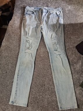 Pacsun Mens Light Blue Distressed Ripped Jeans